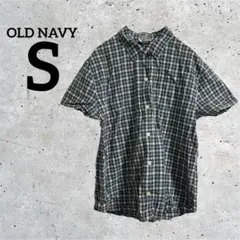 OLD NAVY 半袖シャツ チェック柄 ネイビー【S】小さいサイズ コットン