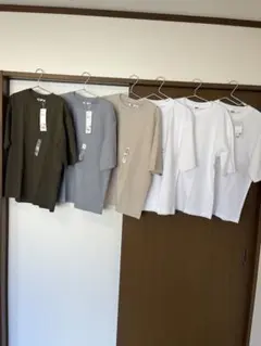 ユニクロUエアリズムコットンオーバーサイズ5分袖TメンズM6点セット新品未使用品