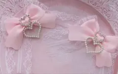 ヘア クリップ ピンク リボン ヘアアクセサリー