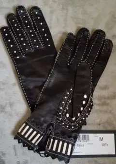 GIANFRANCO FERRE ブラックレザー手袋 Mサイズ