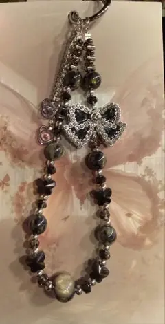 リボンモチーフ ビーズストラップ