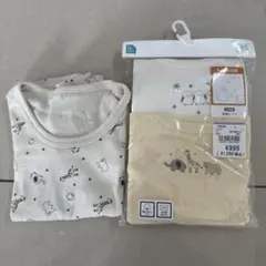 動物柄コットンシャツ長袖肌着3枚セット