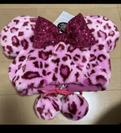 新品タグ付き　ヒョウ柄　ミニー　ピンク　ファンキャップ　　ディズニーリゾート
