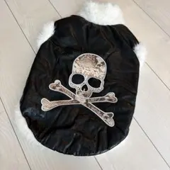 3XL 新品 訳あり 犬服 スカルワッペン フェイクレザー ボア ベスト