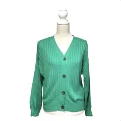 ✨シンプル✨【コルザ colza】レディース　カーディガン　緑　一点のみ❤️美品❤️