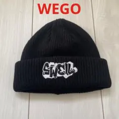 レディース　ニット帽　帽子　ビーニー　ニットハット　黒　ブラック　WEGO