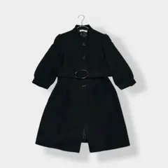 SPB７分袖 ステンカラー ウールブレンド ロングコート ブラック M
