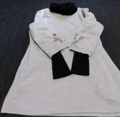 チュニック　刺繍　グレー