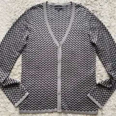 極美品✨シルク混 エンポリオアルマーニ カーディガン 総柄 幾何学模様 Lサイズ