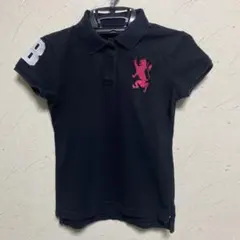 【Giordano Polo】ジョルダーノポロ　ライオン刺繍半袖シャツ　黒　Sのサムネイル
