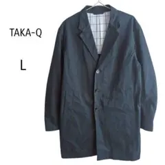 ☆TAKAQ タカキュー チェスターコート ステンカラーコート ネイビー 綿 Lのサムネイル