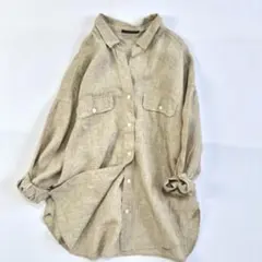 SLOBE IENA リネンフレンチフロントレギュラーシャツ　ベージュ SLOBE IENA（スローブイエナ）の「リネンフレンチフロントレギュラー