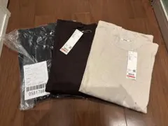 【新品】即発送 UNIQLO ブラッシュドモックネックTシャツ 3点セット