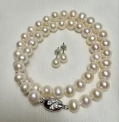A1773 本真珠 ピアス　ネックレス セット 淡水 真珠　パール