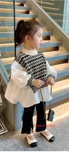 韓国キッズ　london bridge 幾何学模様 ブラウス