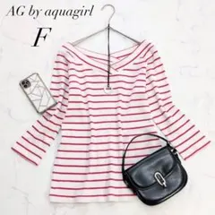 エージーバイアクアガール/リブニット/ボーダー/コットン/Vネック/7分袖のサムネイル