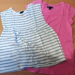 GapKids Tシャツセット M (8) ストライプ/ピンク