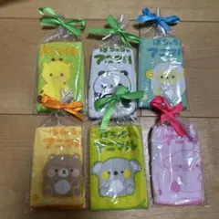 ぽちゃちゃアニマル　ギフトラッピングミニタオル　　6個セット