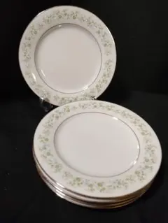 【美品】ノリタケ SAVANNAH　プレート　銀縁　中皿　18cm　5枚セット