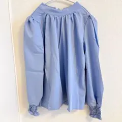 ブラウス レディース ボリュームスリーブ ハイネック カットソー トップス