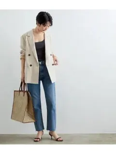 新品　ADAM ET ROPE' ルーズダブルブレストジャケット　リネン100%