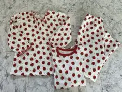 いちご柄パジャマセット 3枚厚地薄地とズボン110cm