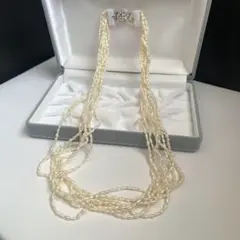 7連ネックレス セミロング本真珠 ケシパール silver刻印　【0.3mm】