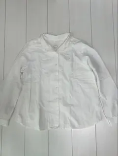 ホワイト ボタンアップシャツ 長袖　アースエコロコ