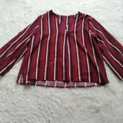 INGNI　イング　ストライプ長袖ブラウス　シャツ　ツルツル　ワインレッド　М