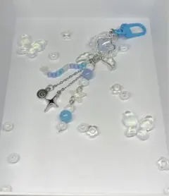 クラゲチャーム　クラゲキーホルダー　ビーズキーホルダー