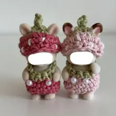 ミニチュア　ドール服　うさぎ　いちご　苺　フルーツ　セット　お洋服　着せ替え