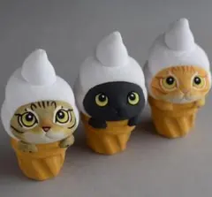 猫のアイスクリームコーンフィギュアセット