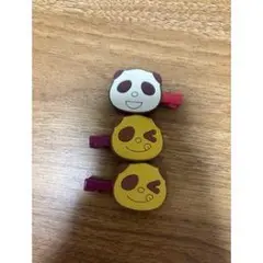 パンダと笑顔のキャラクター ヘアクリップ 3個セット