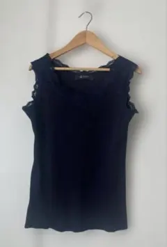 nano ナノユニバース　ネイビー レースタンクトップ