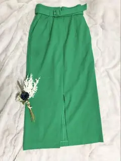 【NATURAL BEAUTY BASIC】ロングスカート　S グリーン