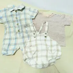 tete a teteチェック柄ロンパース◆Tシャツ