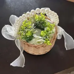 링 필로우 바스켓 펄 핸들 플라워 샤워