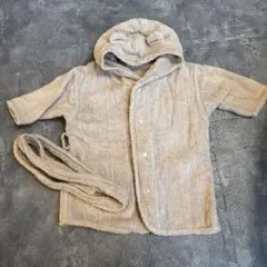 ジェラートピケ　ベビーバスローブ フード付き ベージュ