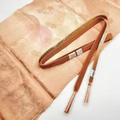 ⑽帯締め帯揚げセット 正絹 礼装 橙 オレンジ ベージュ系 金糸 新品未使用