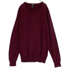 エイチアンドエム　Vネック 長袖ニット　ボルドー　薄め　M