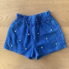 apres les cours デニム ショートパンツ パール付き 90