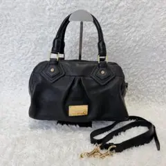 【美品】MARC JACOBS 2way レザー ボウリングバッグ ブラック