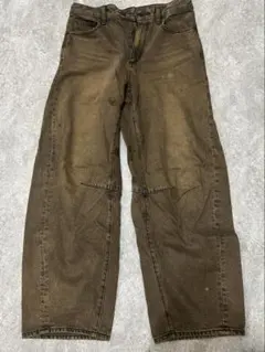 GU バレルレッグパンツ ブラウン