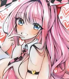 て*）様 オリジナル 手描きイラスト アナログ 小色紙 バニーガール