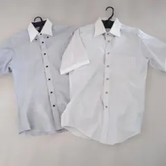 〈USED品♪〉ストライプ ビジネス半袖シャツ 2枚セット♪