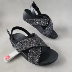 未使用タグ付 fitflop 厚底サンダル グリッター 黒 23〜23.5cm