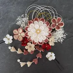 つまみ細工　髪飾り　✴︎雅✴︎くすみピンク　　成人式卒業式　No.478再販41