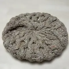 未使用ベージュ 厚手編み ベレー帽