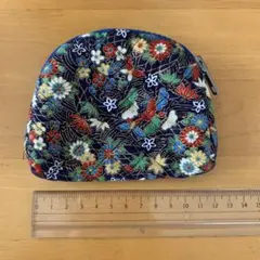 花柄 ネイビー ポーチ