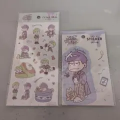 おそ松さん　ステッカー　一松　クリアシール　ラテ柄